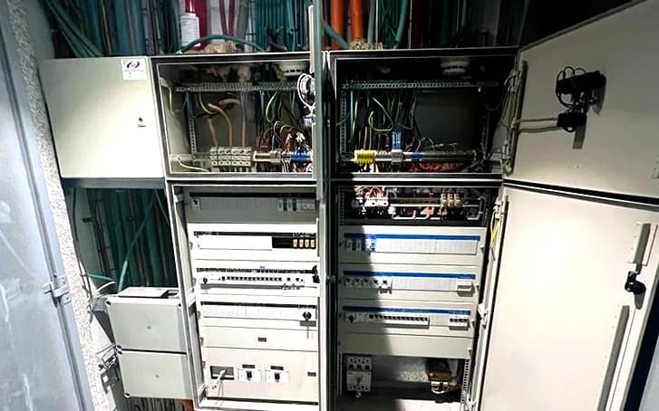 Assembly floor — multiple large-scale cabinets under production